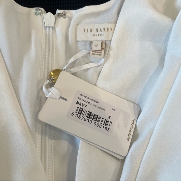 NWT Ted Baker Size 4 / US 10 Reemadd Mockable Navy Blue Short Sleeve Midi Dress - Picture 5 of 7